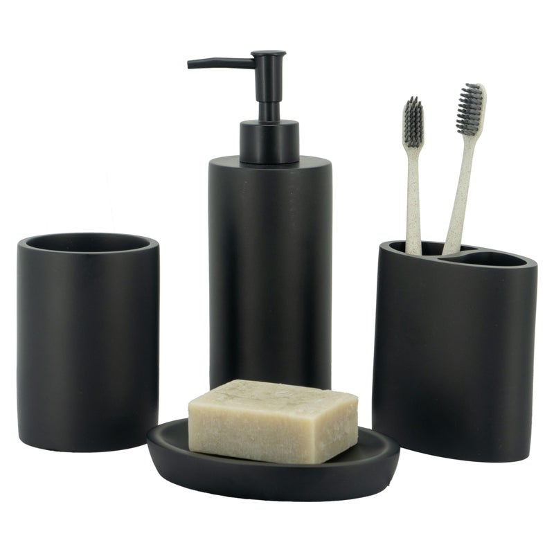 ZCCZ Bathroom Accessory Set  4 Pcs Matte Black Bathroom Vanity Countertop Bathroom D?cor Sets Accessories with Soap Dispenser  Toothbrush Holder Set  Tumbler  Soap Dish - Image 1